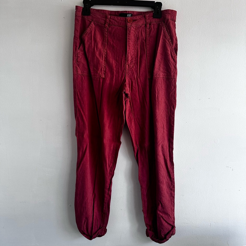 KUT Pants linen Rayon  blend Size 10 Red